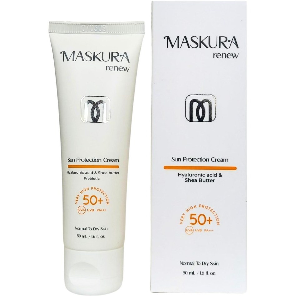 کرم ضد آفتاب پوست نرمال تا خشک  spf 50 ماسکورا رنیو | Maskura Renew Sunscreen Cream SPF 50 Normal TO Dry Skin