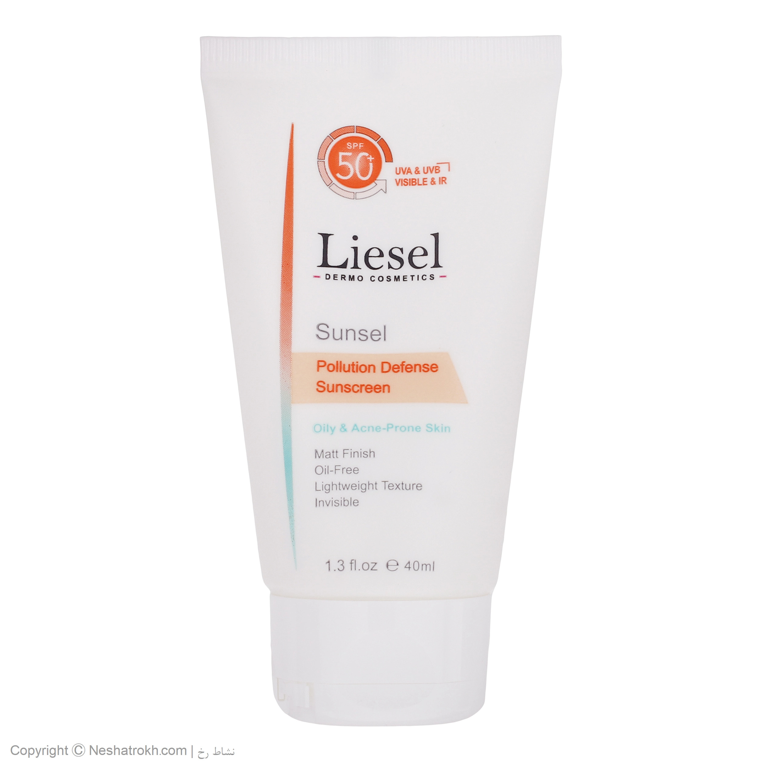 کرم ضد آفتاب بی رنگ مناسب پوست چرب و مستعد آکنه لایسل | Liesel Sunsel Pollution Defense SPF +50 Oily & Acne-Prone Skin
