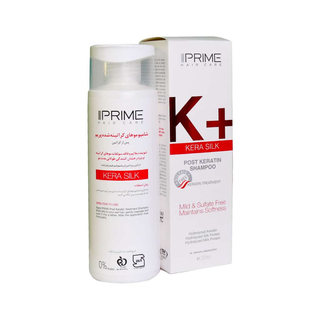 شامپو فاقد سولفات موهای کراتینه شده مدل +K پرایم | Prime K+ Kera Silk Post Keratin Shampoo