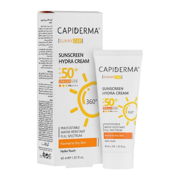 کرم ضد آفتاب مدل بی رنگ مناسب پوست نرمال تا خشک SPF50 کپیدرما | Capiderma Suny Cap Sunscreen Hydra Cream For Normal To Dry Skin SPF50