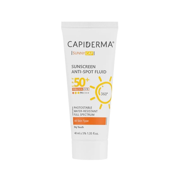 فلوئید ضدآفتاب روشن‌کننده SPF50 کپیدرما | Capiderma Sunny Cap Sunscreen Anti Spot Fluid SPF50