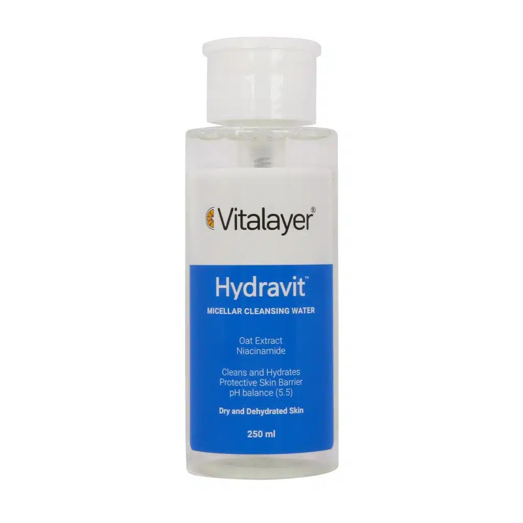 محلول پاک کننده آرایش هیدراویت مناسب پوست خشک ویتالیر | Vitalayer Hydravit Micellar Cleansing Water