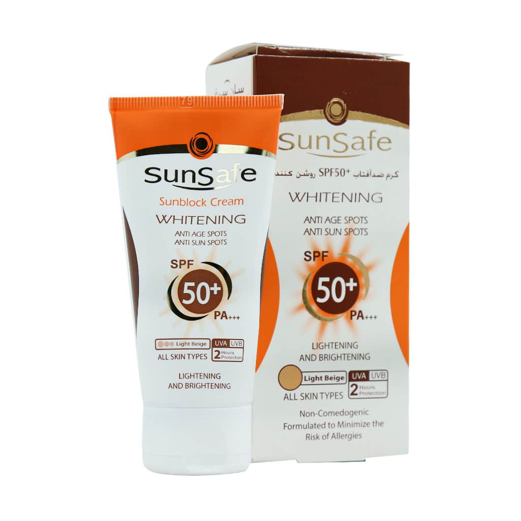 کرم ضد آفتاب SPF50 روشن کننده مناسب انواع پوست سان سیف | Sunsafe Whitening Sunscreen Cream