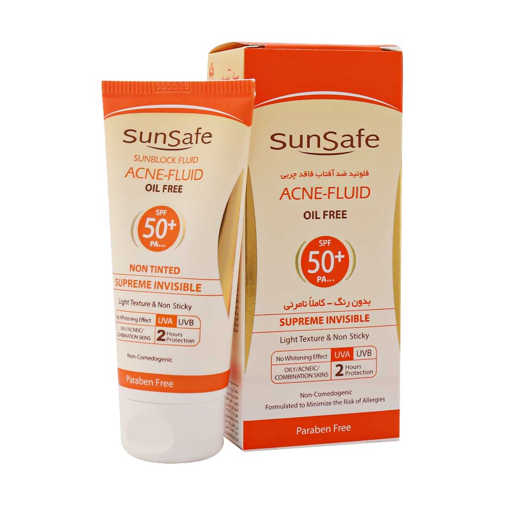 فلوئید ضد آفتاب فاقد چربی SPF50 سان سیف | Sun Safe Acne SPF50 Sunblock Fluid